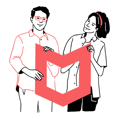 couple with shield