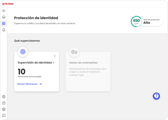 McAfee Identity Theft Protection te muestra las brechas de seguridad identificadas que afecten a tus datos personales.